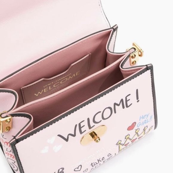 Authentic Dolce and Gabbana Mural Graffiti Amore Tote Shoulder WELCOME Mini Pink - Picture 2 of 6